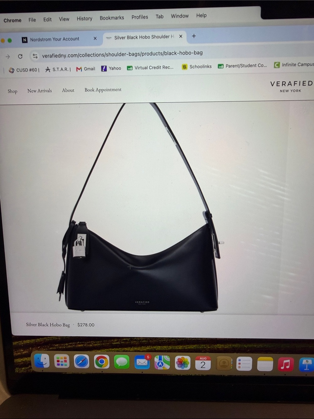 Verafied New York Black Hobo Shoulder Bag